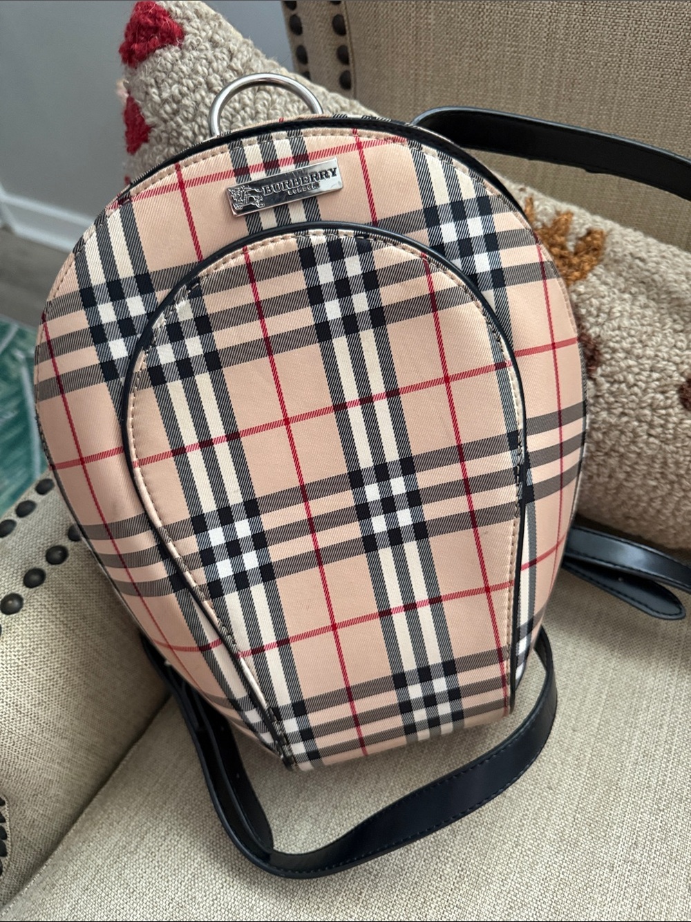 Plaid Crossbody Bag in Beige and Black